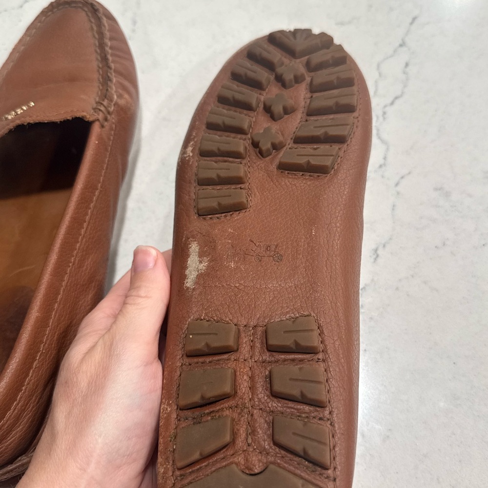Coach Leather Loafer Flats Gold Logo Women's Size 10B Preppy - Picture 12 of 16